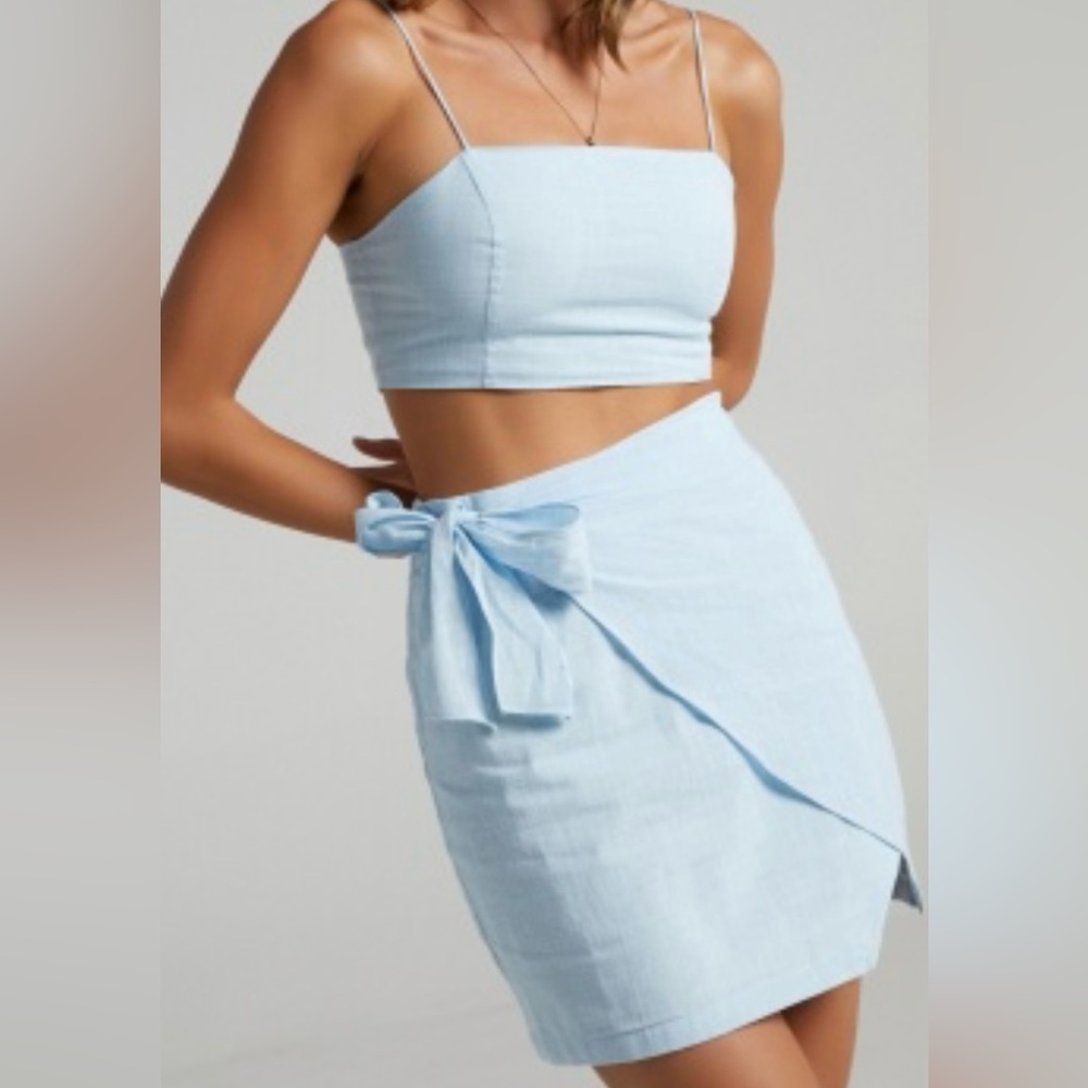 Baby Blue Two Piece Skirt Set